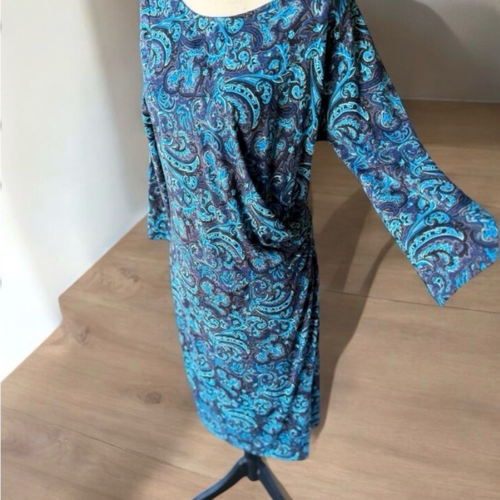 🩵Talbots Teal & Black Paisley Midi Dress🩵🦋